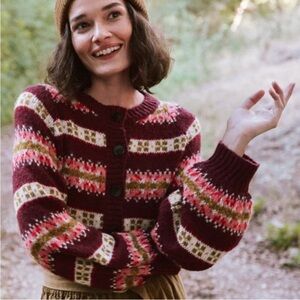 The Great.‎ Loom Knit Rosehip Wool Blend Button Front Cardigan 0 / XS